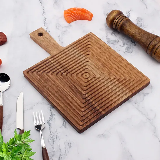 Premium Acacia Wood Paddle Cutting Board with Handle