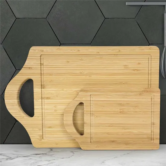 Double-Sided Rectangle Custom Bamboo Wood Cutting Board Set of 2 for Meat / Fruit / Vegetables