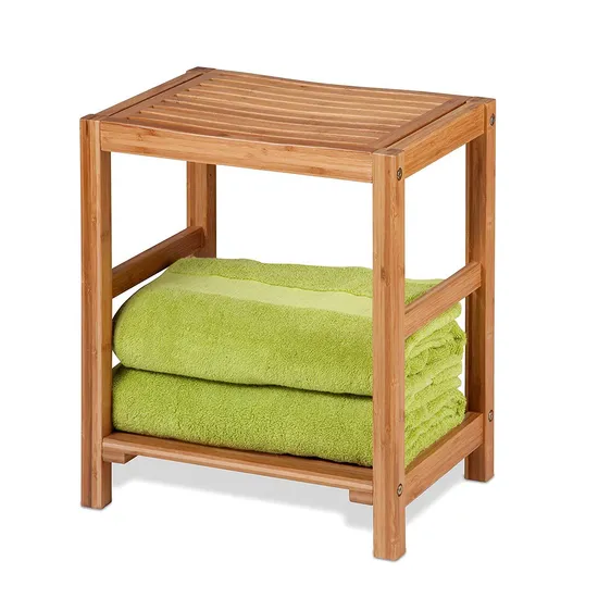 Fan-Shaped Wood Corner Storage Stool Bamboo Bathroom Corner Stool Bath Stool