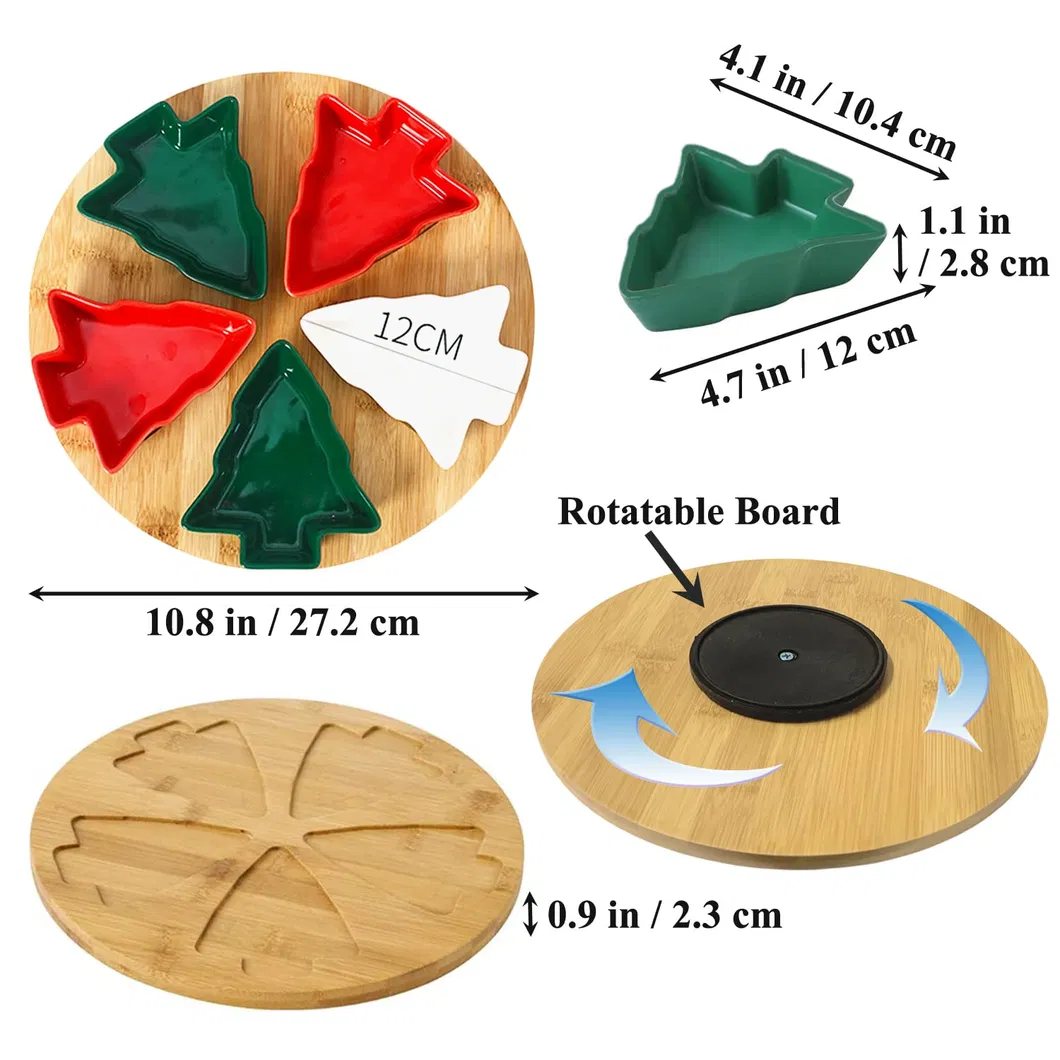Elegant 5-Piece Christmas Tree Ceramic Chip and DIP Set