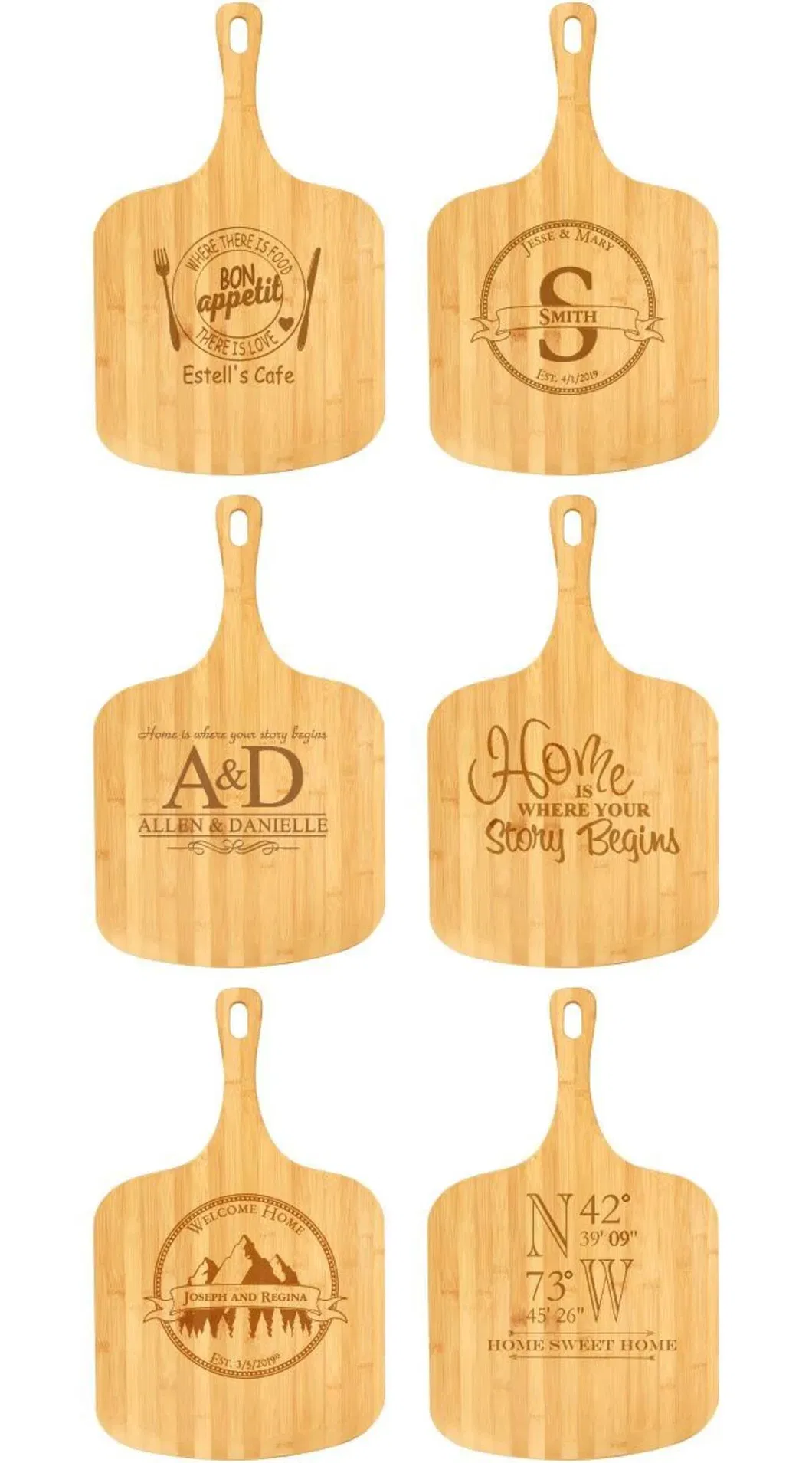 Double Sided 24X15 Inch Bamboo Pizza Chopping Board Pizza Peel