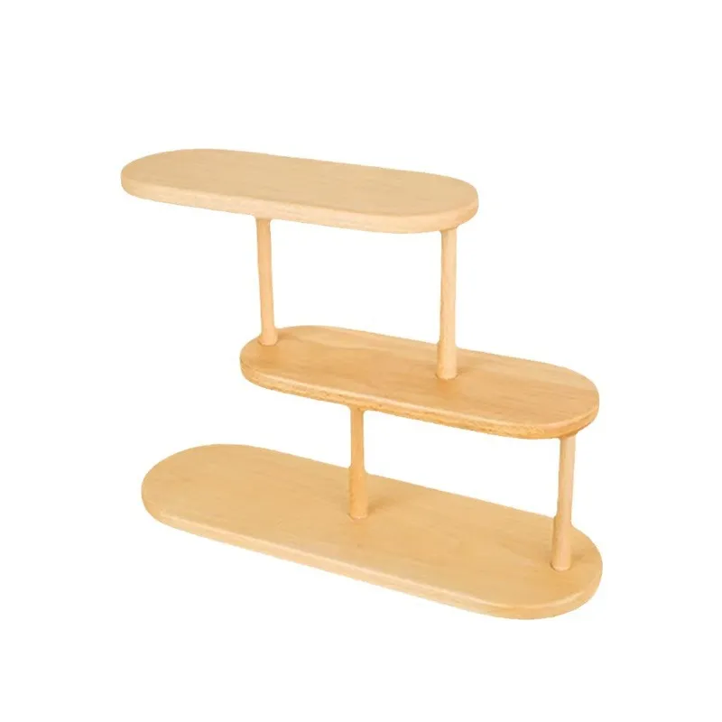 Multifunctional 3 Layer Solid Wood Storage Shelf Desktop Cosmetics Storage Shelf