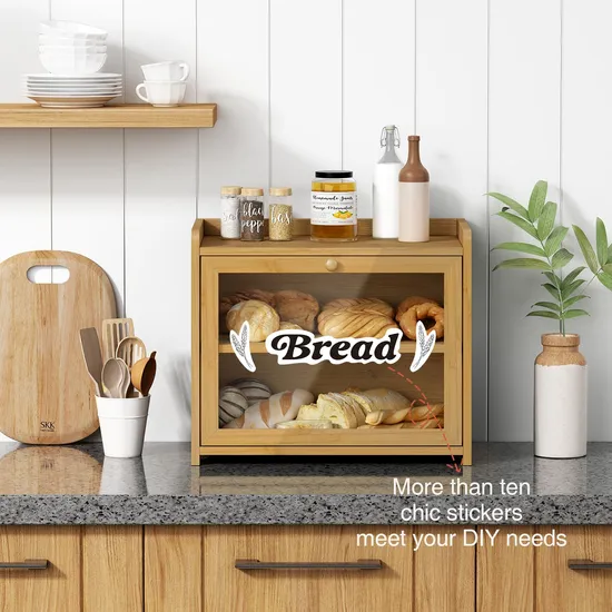 Wholesale Natural 2 Layer Bamboo Bread Storage Bin Food Storage Box