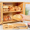 Multifunctional 2 Layer Bamboo Bread Box with Cutting Board for Kitchen Counter and Bakery