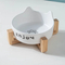 Ceramic Pet Cat Bowl Dog Bowl with Bamboo Wooden Shelf