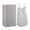 Large Bamboo Circle Fabric Laundry Basket with Lid and Removable Laundry Bags