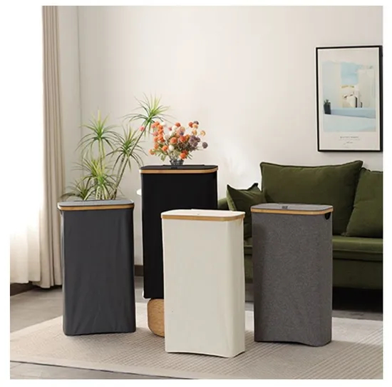 Foldable Household Bamboo Frame Oxford Cloth Large - Capacity Waterproof Dirty Clothes Hamper