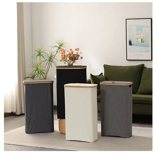 Foldable Household Bamboo Frame Oxford Cloth Large - Capacity Waterproof Dirty Clothes Hamper