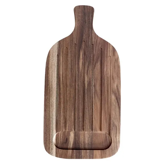 Long Acacia Wood Bread Cutting Board Charcuterie Board with Handle