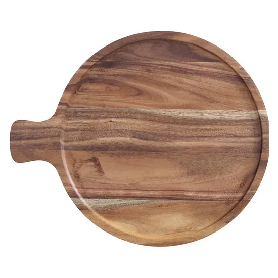 Round Acacia Wood Serving Plate Charcuterie Board Beaf Board