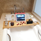 Extendable Bamboo Bathtub Caddy Tray with Reading Rack, Tablet Holder, Cellphone Tray and Wine Glass Holder