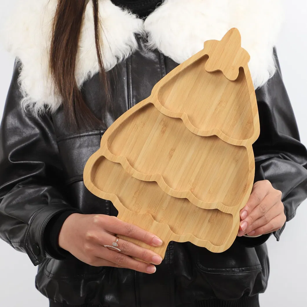 Bulkbuy 4 Leaf Shape Small Tray Bamboo Sushi Platter Serving Plate for Restaurant