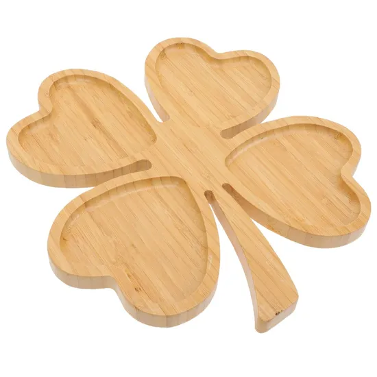 Bulkbuy 4 Leaf Shape Small Tray Bamboo Sushi Platter Serving Plate for Restaurant