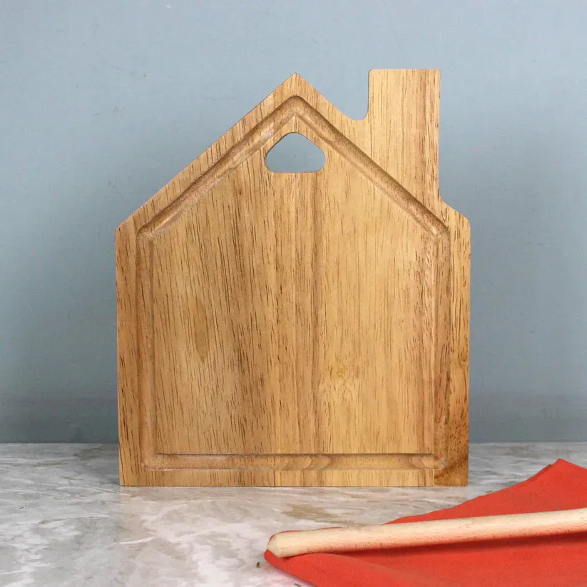 Houseshape Acacia Wood Serving Board Fruit Cutting Board with Hanging Hole