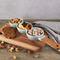 3 Part Serving Bowl with Timber Handle for Dips, Condiments, Relish, Mezze, Snacks, Nuts and Olives