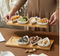 4 PCS Ceramic Appetizer Dipping Bowls with Bamboo Tray