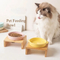 Wholesale Non Spill Double - Ear Ceramic Pet Bowl Dog and Cat Feeding Bowl with Bamboo Stand