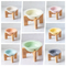 Dog Supplies Pet Ceramic Food Bowl with Wooden Rack