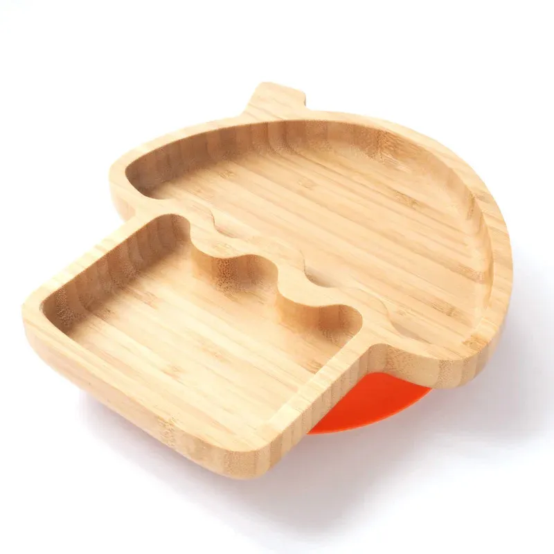House Shape Non-Toxic Natural Bamboo Baby Plate with Suction