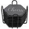 Custom Engraved Round Slate Cup Coasters with Bamboo Holder for Personal Gifts