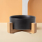 Ceramic Pet Dog Cat Bowl with Bamboo Wooden Base