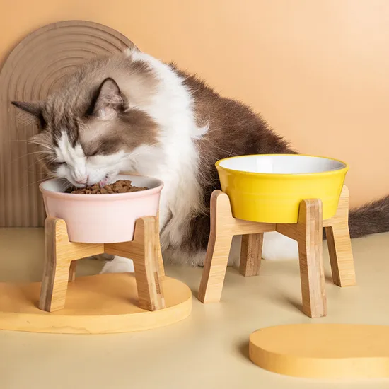 Neck-Protecting Ceramic Dog Bowl and Cat Bowl for Feeding Water and Food