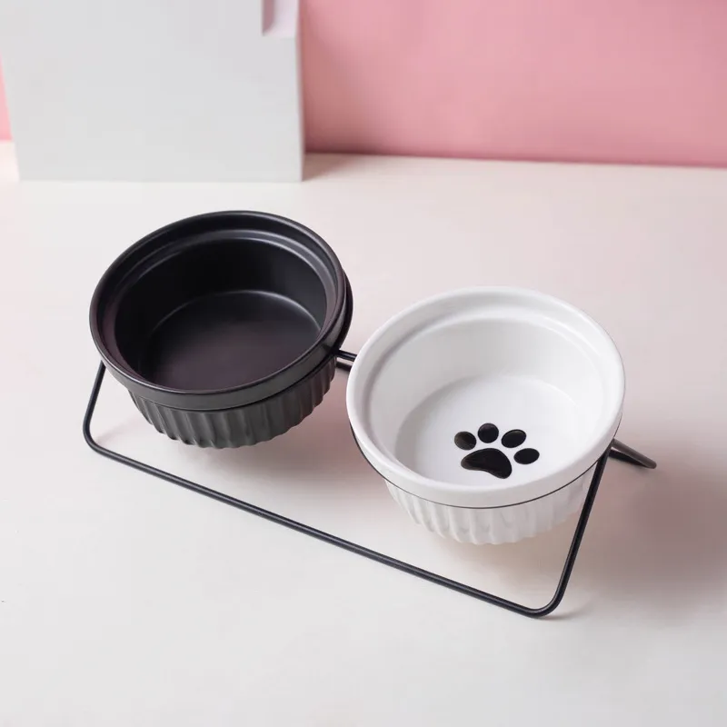 Black Ceramic Pet Feeding Bowl Food Bowl Snack Bowl for Home Use