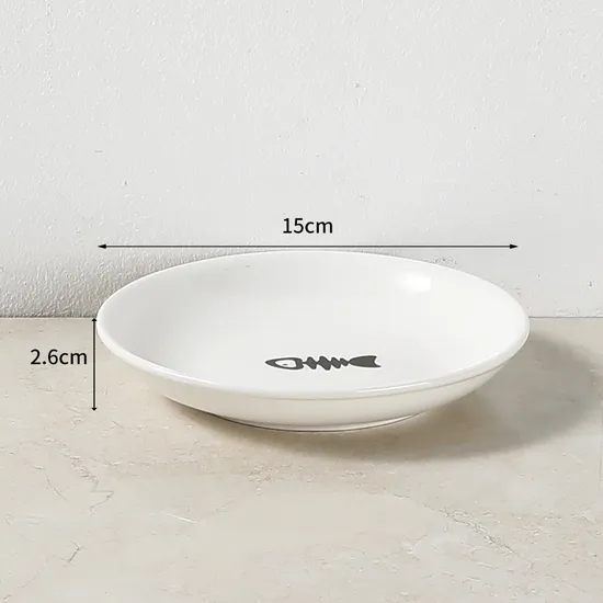 Neck-Protecting Round Ceramic Pet Food Bowl Dog Cat Bowls with Metal Stand