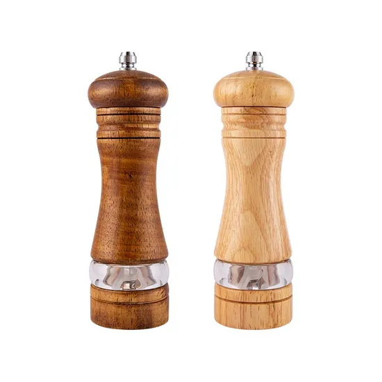 6-Inch Versatile Rubber Wood and Acrylic Manual Pepper Grinder Pepper Seasoning Grinding Bottle