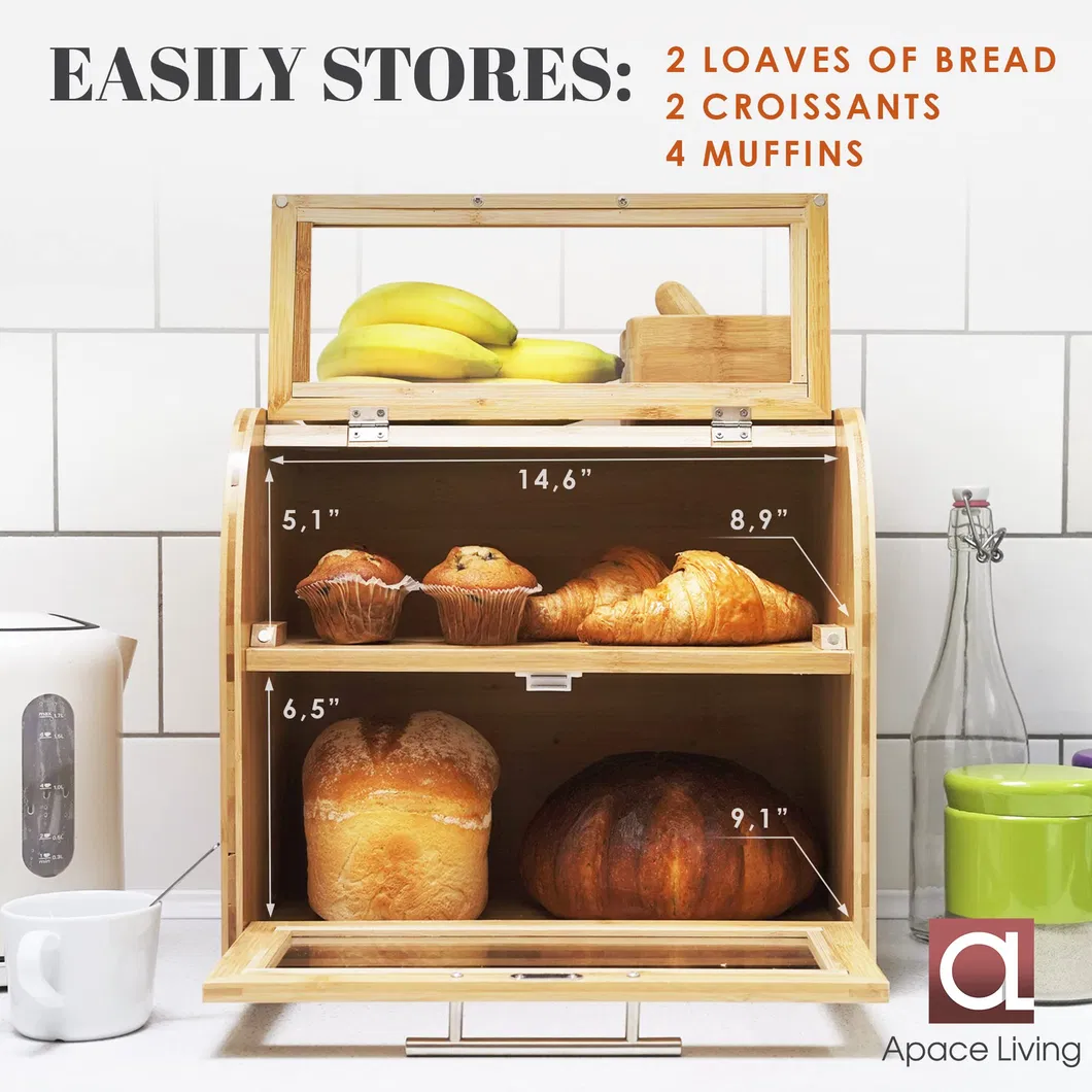 Bamboo Bread Storage Box Bread Storage Can Bread Bin