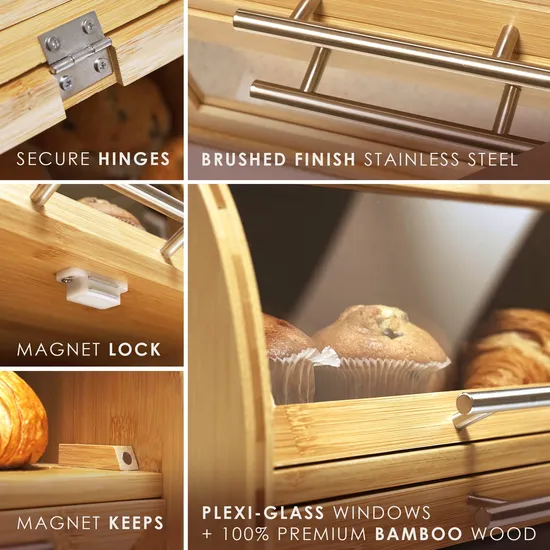 Bamboo Bread Storage Box Bread Storage Can Bread Bin