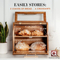 Large Double Acacia Wooden Bread Box Container Storage for Kitchen