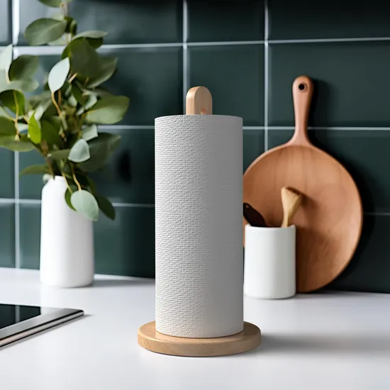 Solid Beechwood Paper Towel Dispenser Stand with Anti-Skid Base