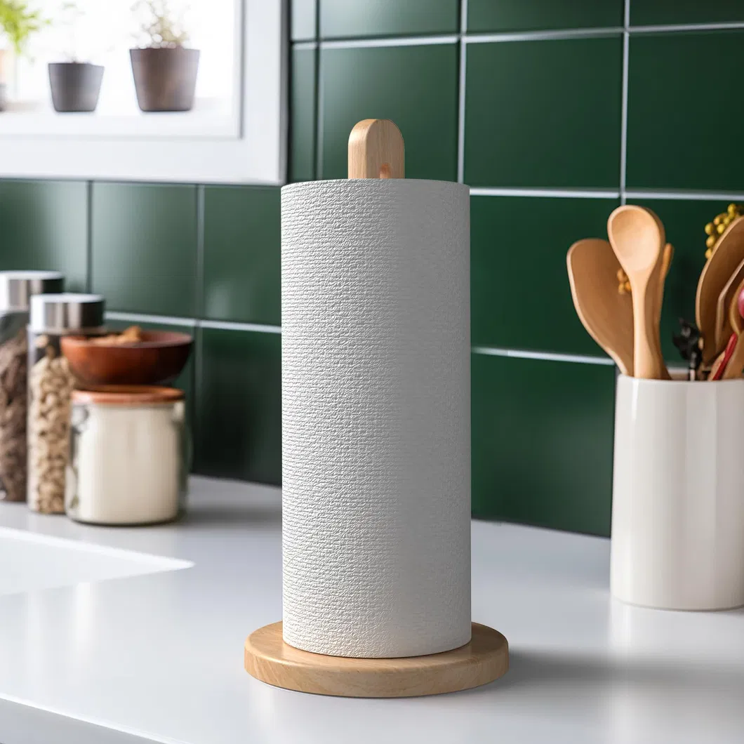 Solid Beechwood Paper Towel Dispenser Stand with Anti-Skid Base