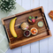 Handcrafted Rustic Wood Serving Tray with Handles for Breakfast in Bed & Dining