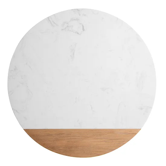 10 - Inch Round Wood and Marble Charcuterie Serving and Cutting Board