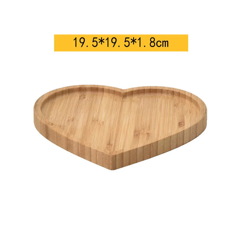 Bulkbuy Different Size Heart Shape Bamboo Bread Plate Set