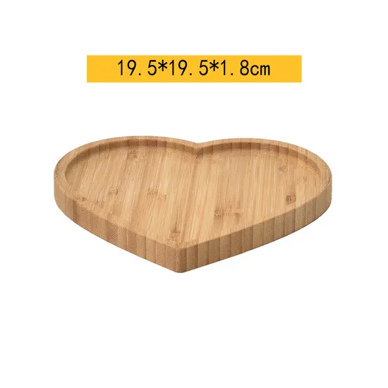 Bulkbuy Different Size Heart Shape Bamboo Bread Plate Set