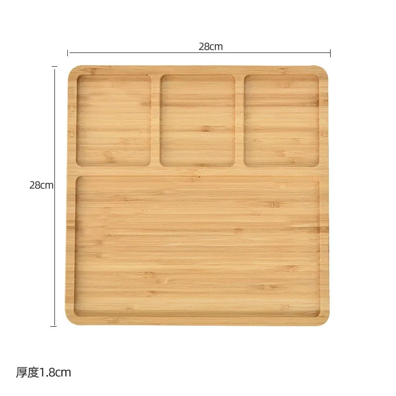 3 Divided Heart Shaped Bamboo Dessert Plate Snack Serving Tray