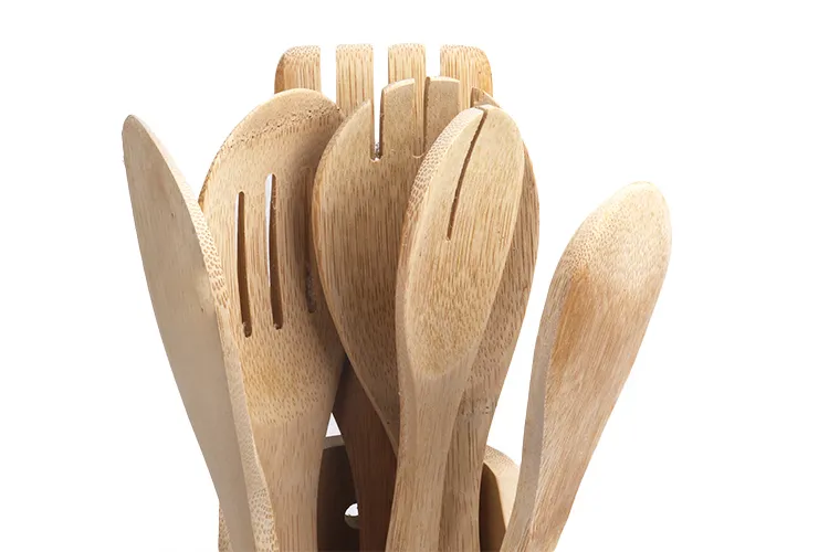 Natural Living Bamboo Kitchen Utensil Set with Holder