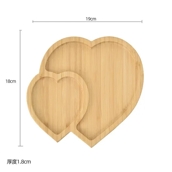 Heart Shape Divided Bamboo Fruit Plates for Kids