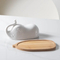 Heart-Shaped Stoneware/Porcelain Covered Butter Dish Butter Container with Bamboo Tray