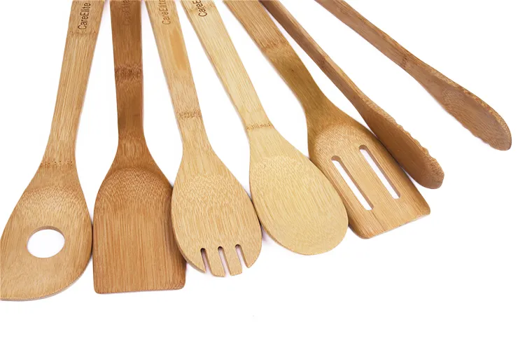 Non Stick and Portable Bamboo Cooking Utensils Set for BBQ