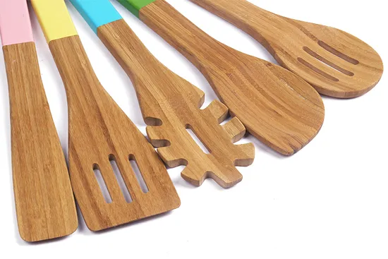 High Quality Color Painting Bamboo Kitchen Utensils Set of 5