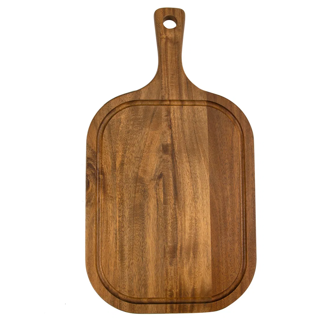 Acacia Wood Food Serving Tray with DIP Groove