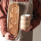 Chips and DIP Set Acacia Wood Serving Tray with 3 Round Ceramic Bowls