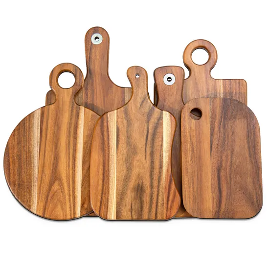 Natural Small Acacia Wood Serving Board with Handle