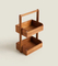 2 Tier Floor Standing Acacia Wood Storage Shelf Shower Organizer Rack with Handle