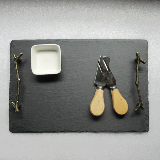 Rectangle Slate Cheese Serving Board and Tray with Handle