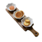 Long Acacia Wood Serving Platter with 3 Sauce Snack Dish